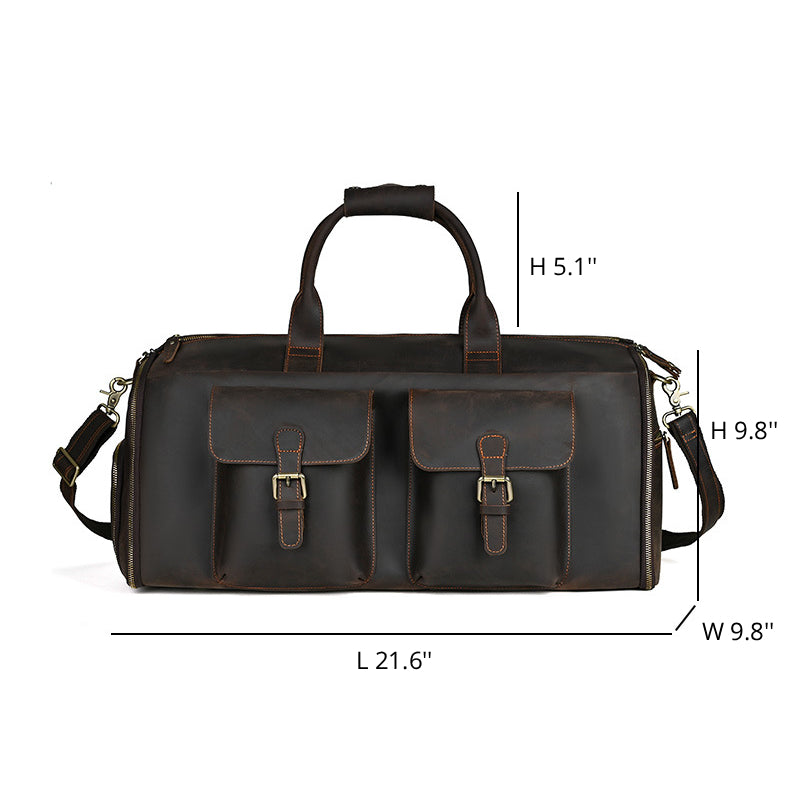 Vintage Leather Garment Duffel