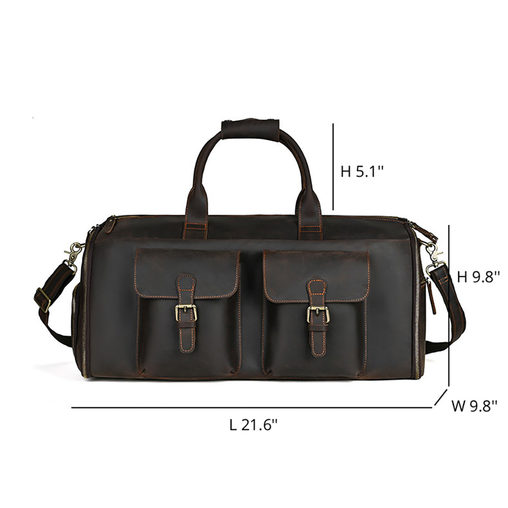 Vintage Leather Garment Duffel