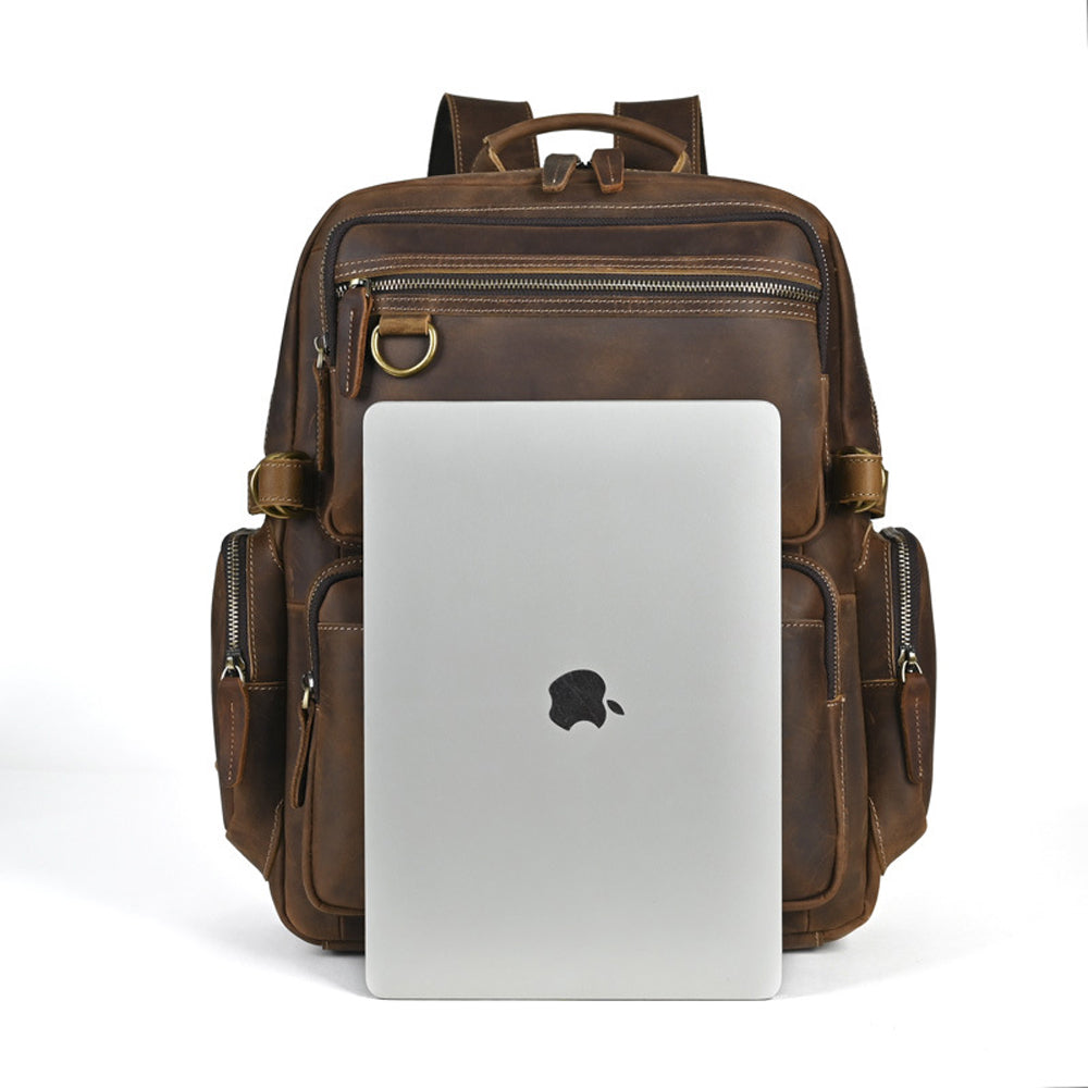 Vintage Leather Backpack-Brown