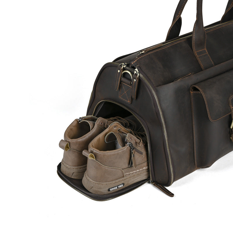 Vintage Leather Garment Duffel