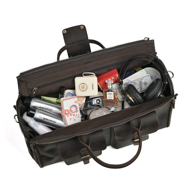 Vintage Leather Garment Duffel