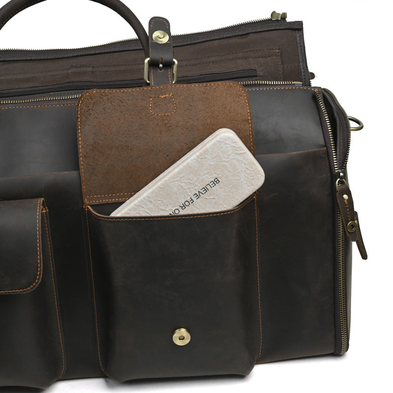 Vintage Leather Garment Duffel