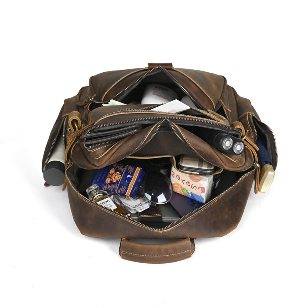 Vintage Leather Backpack-Dark Brown