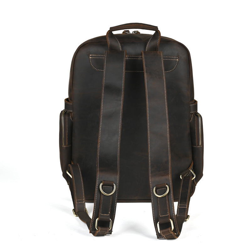 Vintage Leather Backpack-Dark Brown