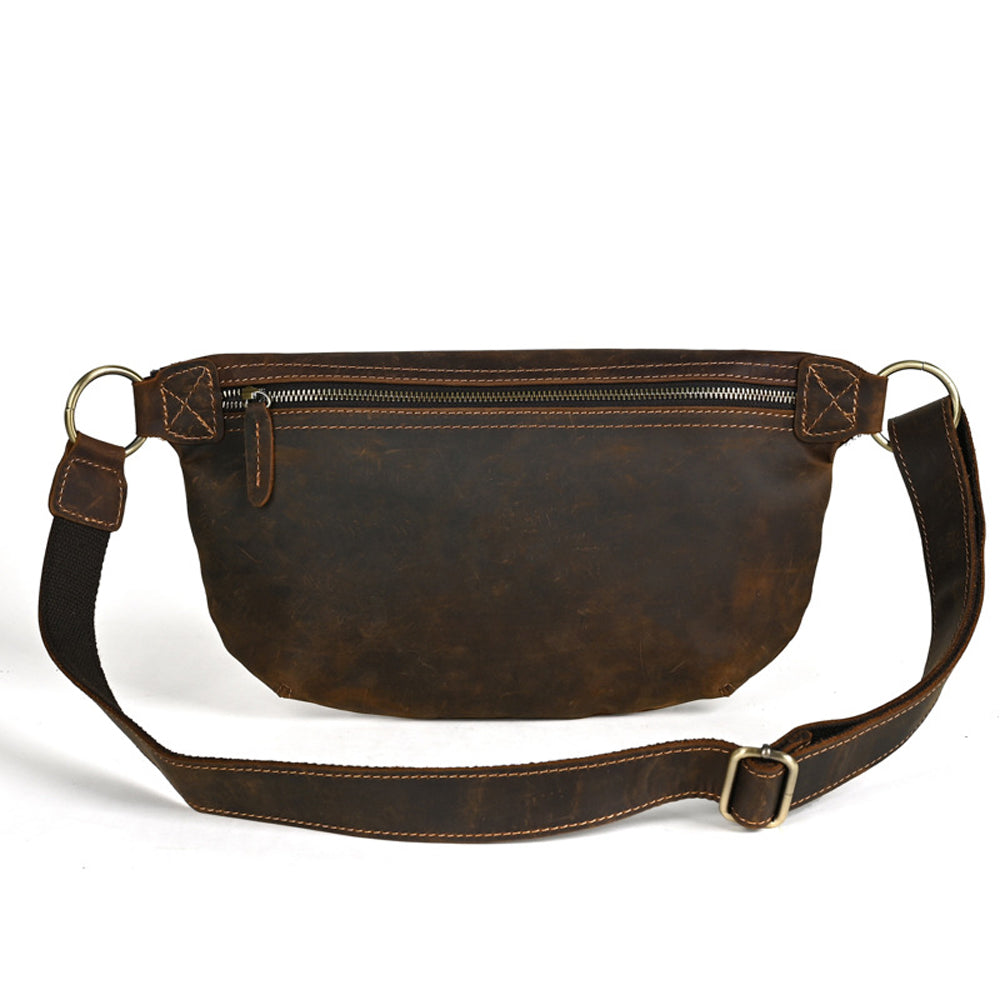 Vintage Leather Sling Crossbody Chest Bag