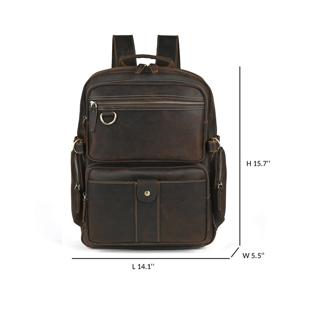 Vintage Leather Backpack-Dark Brown