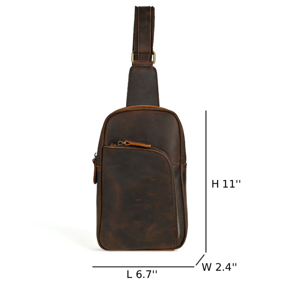 Full-Grain Crazy Horse Leather Sling Bag
