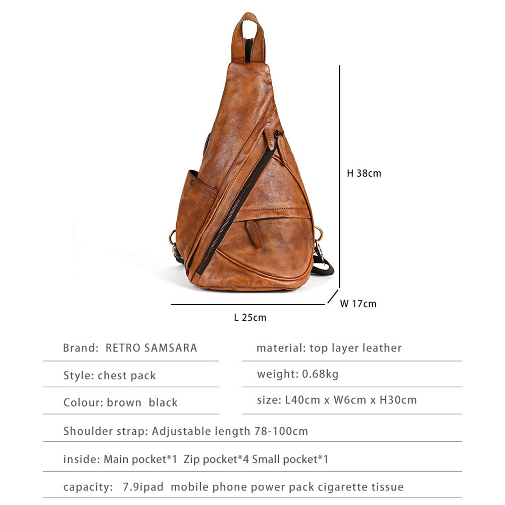 Vintage Brown Leather Sling Belt Bag