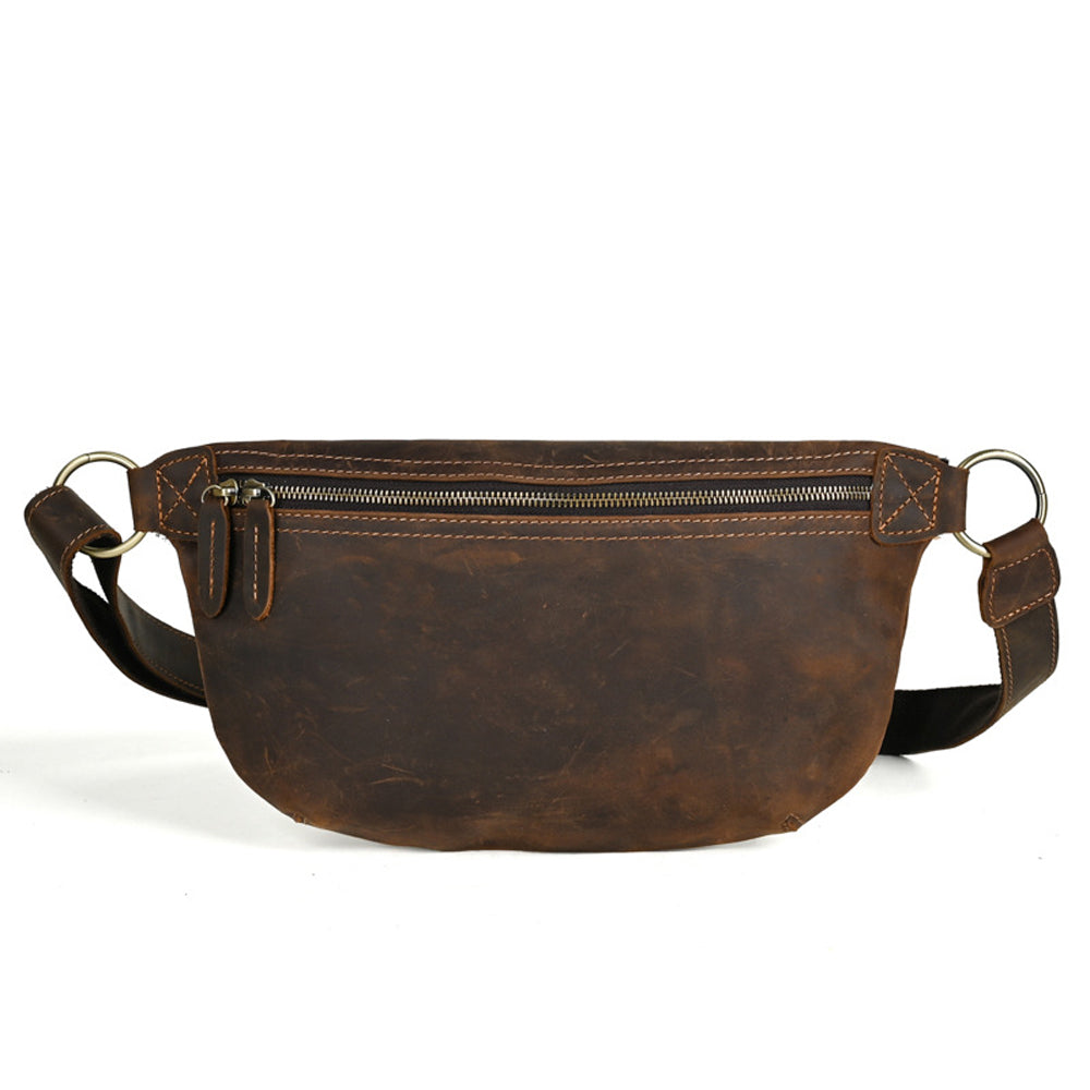 Vintage Leather Sling Crossbody Chest Bag