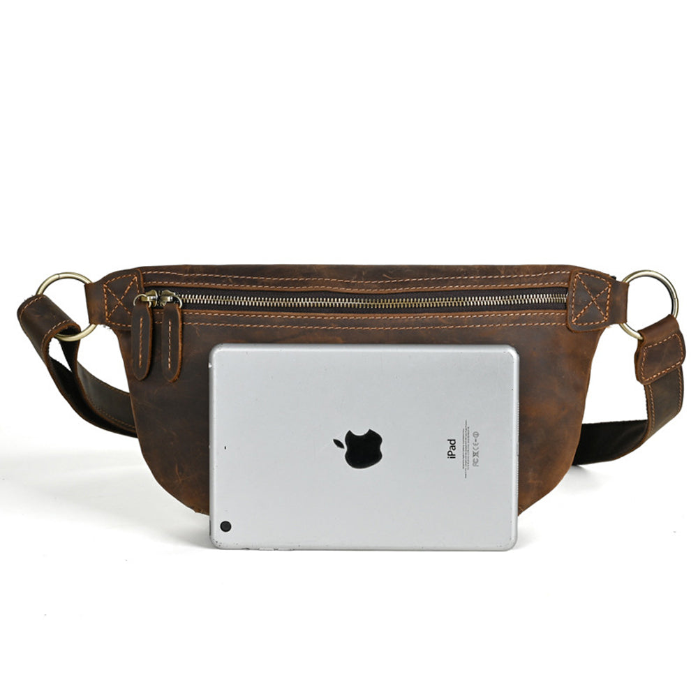 Vintage Leather Sling Crossbody Chest Bag