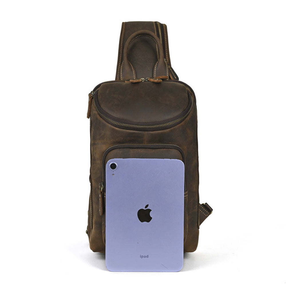 Vintage Leather Multi-Pocket Utility Belt Bag