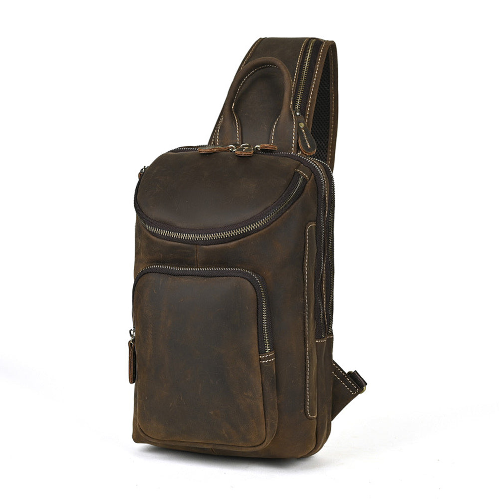 Vintage Leather Multi-Pocket Utility Belt Bag