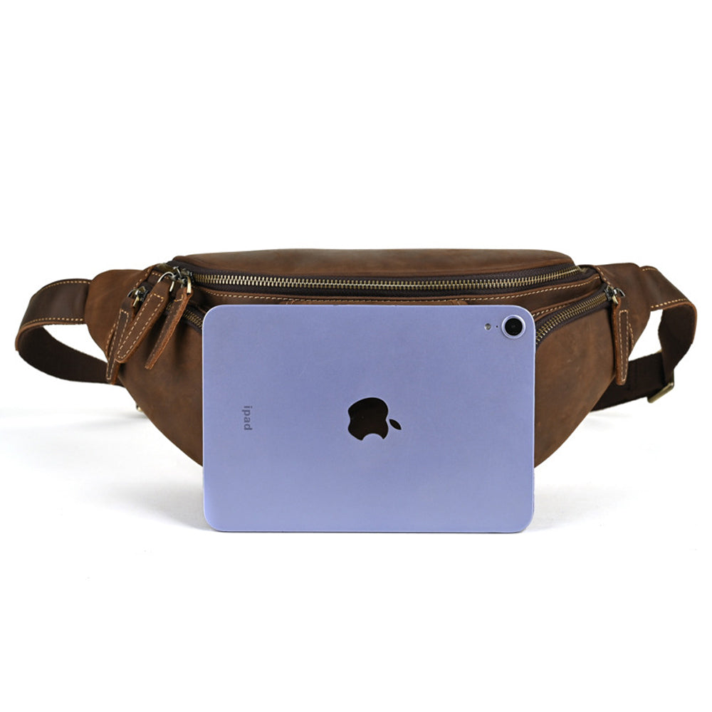 Vintage Leather Multi-Pocket Utility Belt Bag