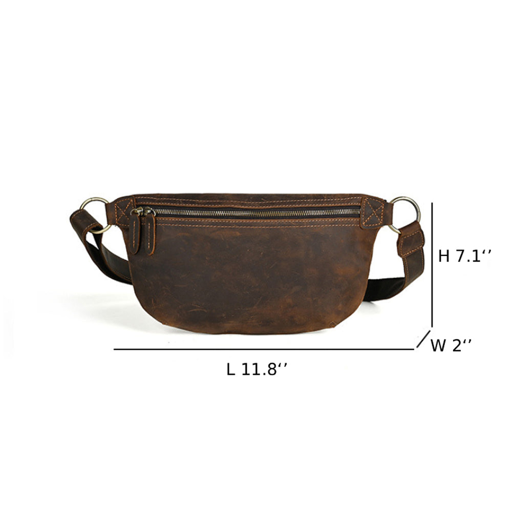 Vintage Leather Sling Crossbody Chest Bag