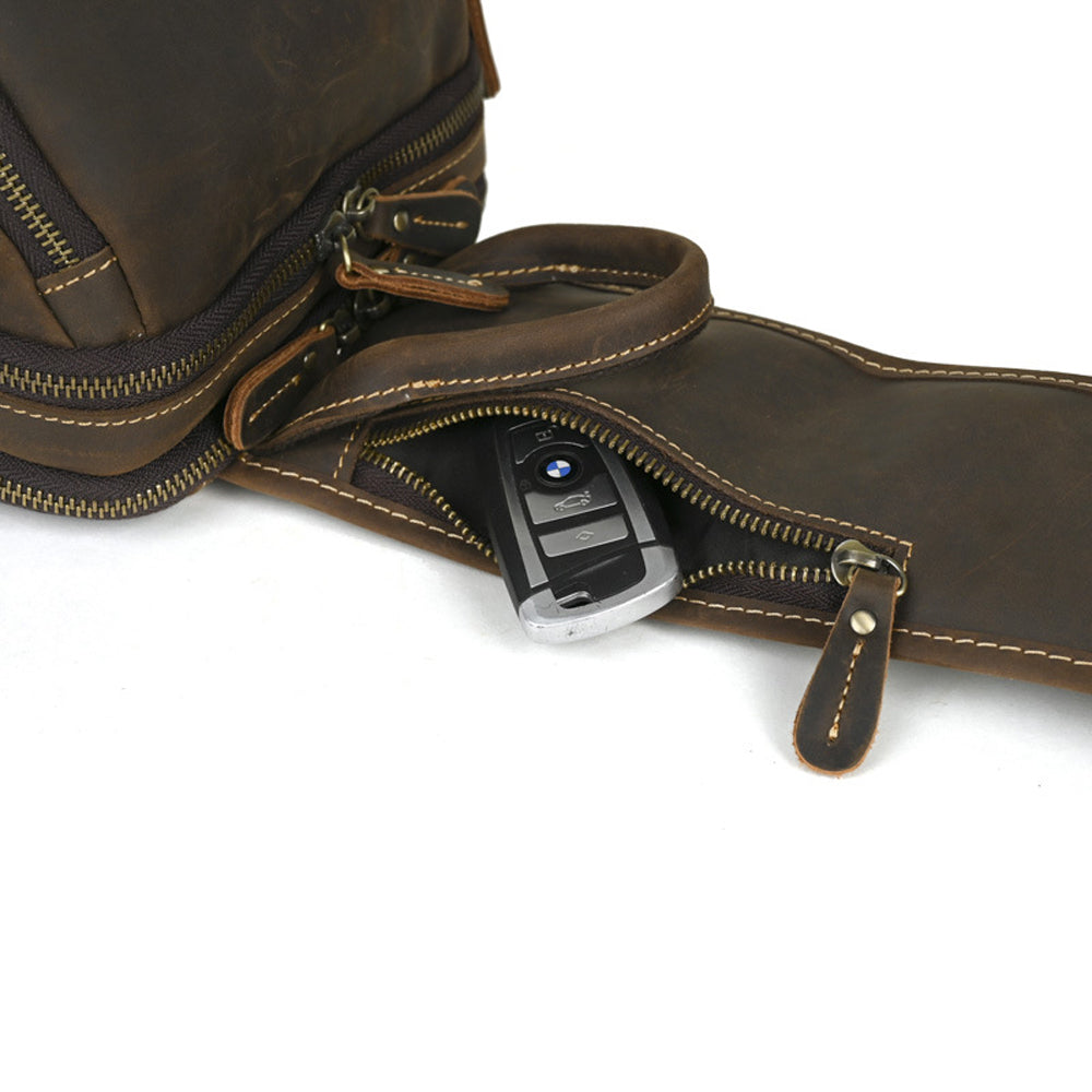 Vintage Leather Multi-Pocket Utility Belt Bag