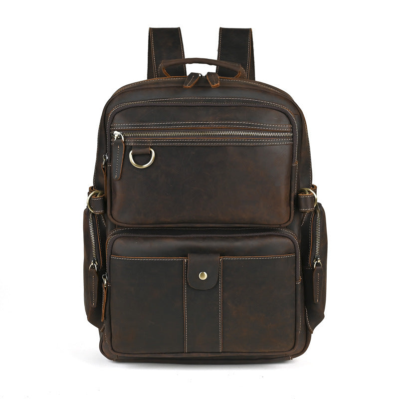 Vintage Leather Backpack-Dark Brown