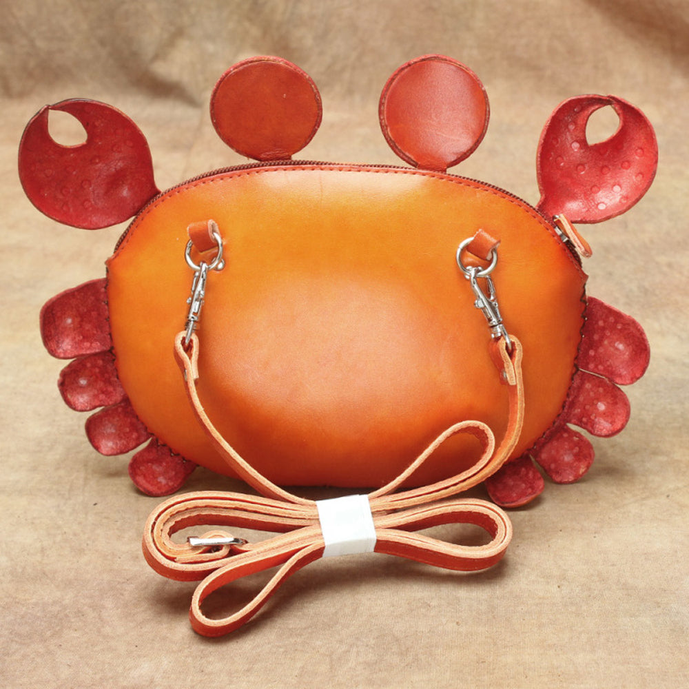 Cute Leather Crab Crossbody Bag