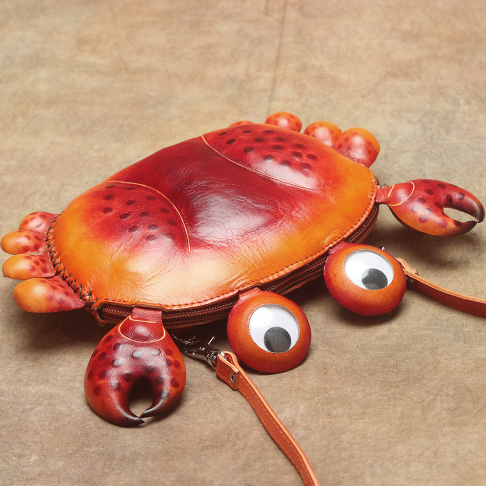 Cute Leather Crab Crossbody Bag