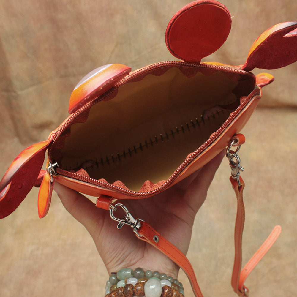 Cute Leather Crab Crossbody Bag