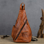 Vintage Brown Leather Sling Belt Bag