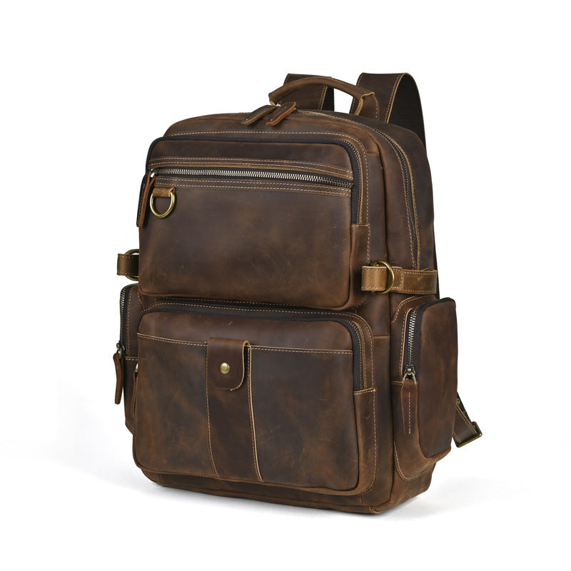 Vintage Leather Backpack-Brown