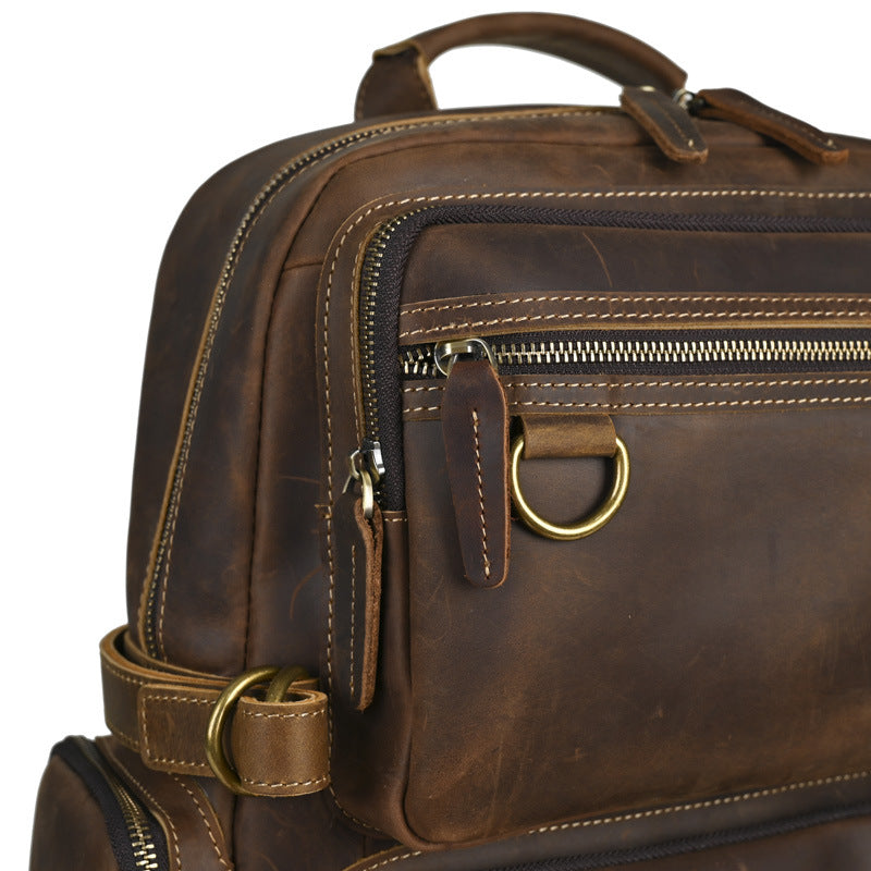 Vintage Leather Backpack-Brown