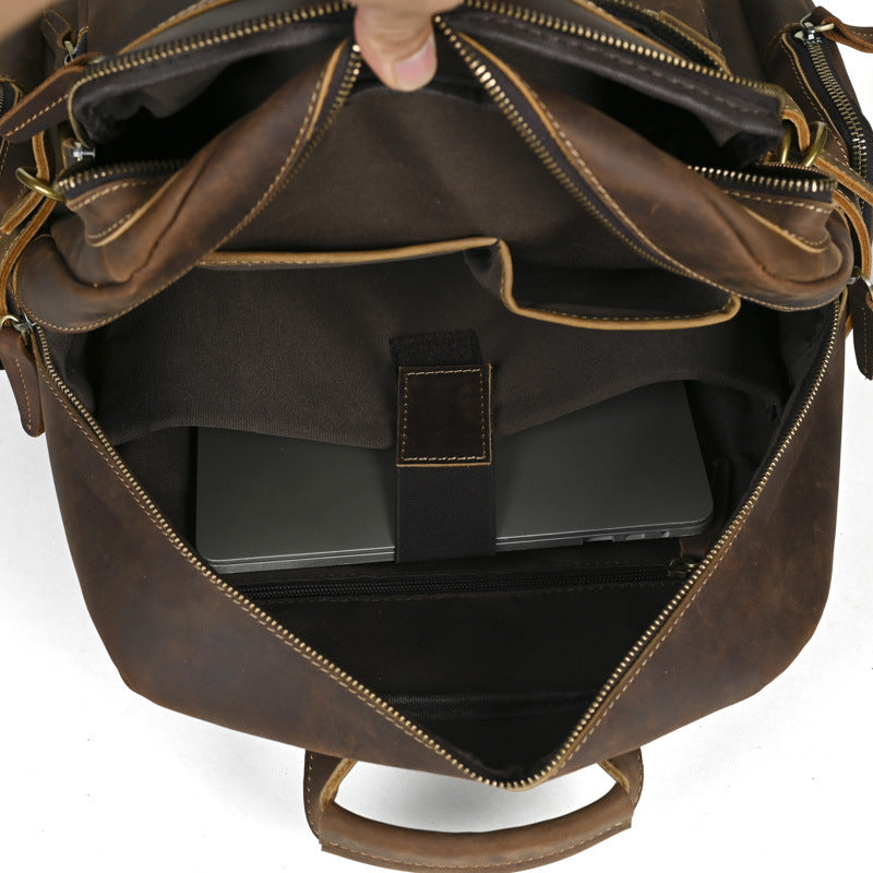 Vintage Leather Backpack-Brown