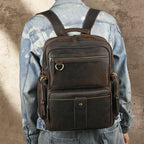 Vintage Leather Backpack-Dark Brown