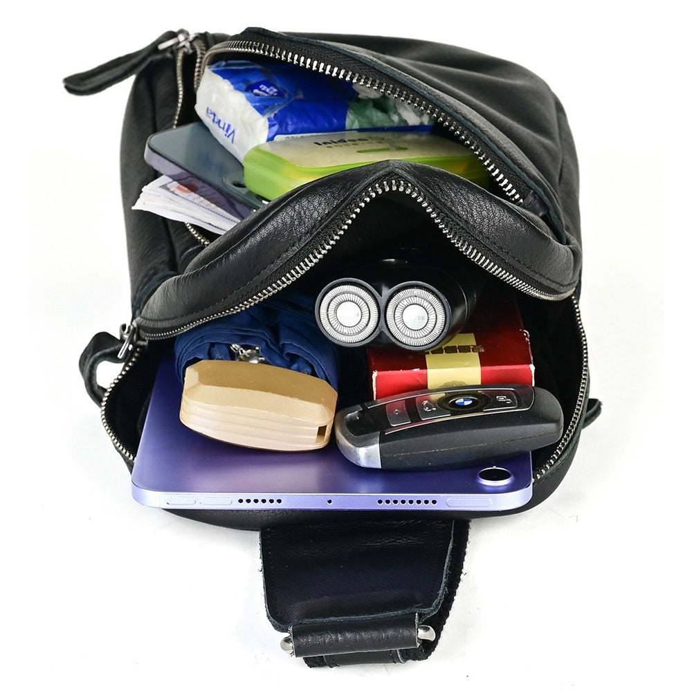 Black Leather Minimalist EDC Fanny Pack