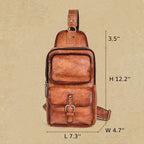 Vintage Leather Multi-Pocket Sling Pack