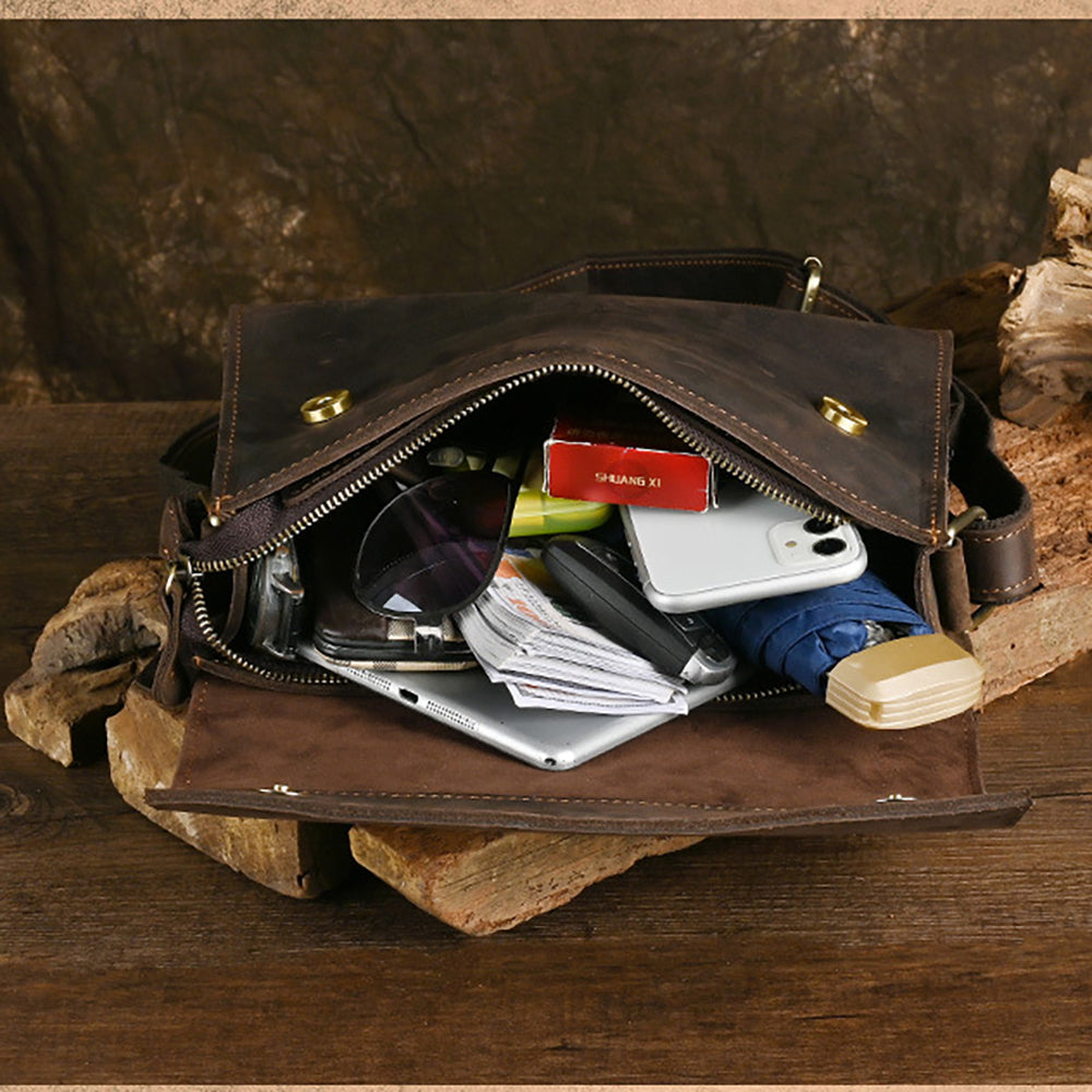 Full-Grain Vintage Leather Crossbody Bag