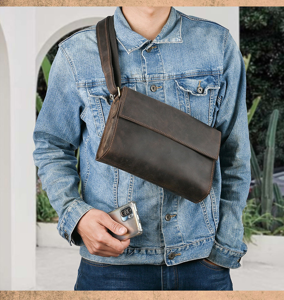 Full-Grain Vintage Leather Crossbody Bag