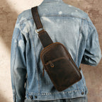 Full-Grain Crazy Horse Leather Sling Bag