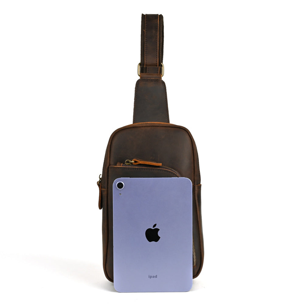 Full-Grain Crazy Horse Leather Sling Bag