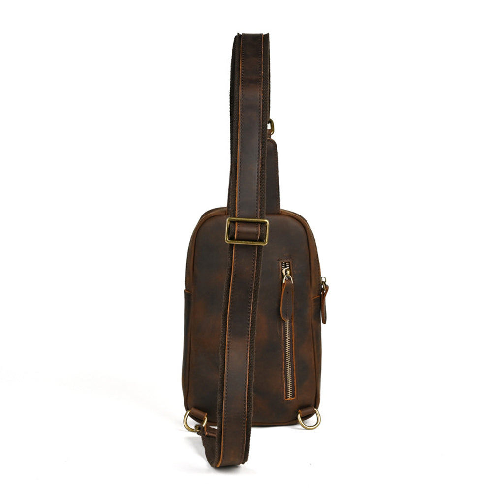 Full-Grain Crazy Horse Leather Sling Bag