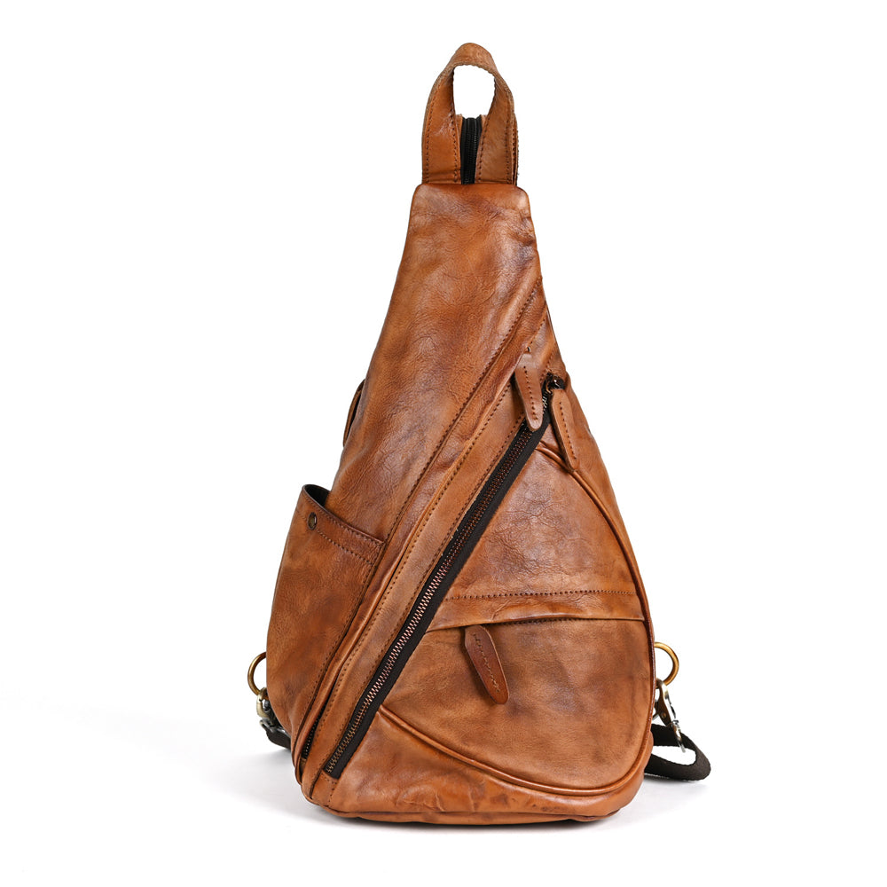 Vintage Brown Leather Sling Belt Bag