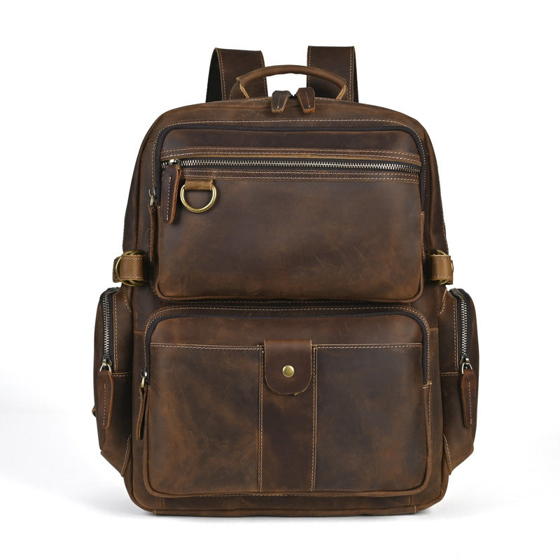 Vintage Leather Backpack-Brown